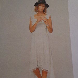 NWT Anthropologie RINA DHAKA Celeste Ruffle Lace Tier Hi-Lo Dress 4P Wht